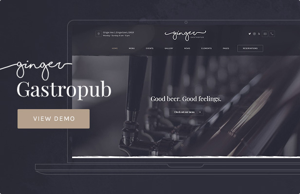 Ginger — Gastropub WordPress Theme